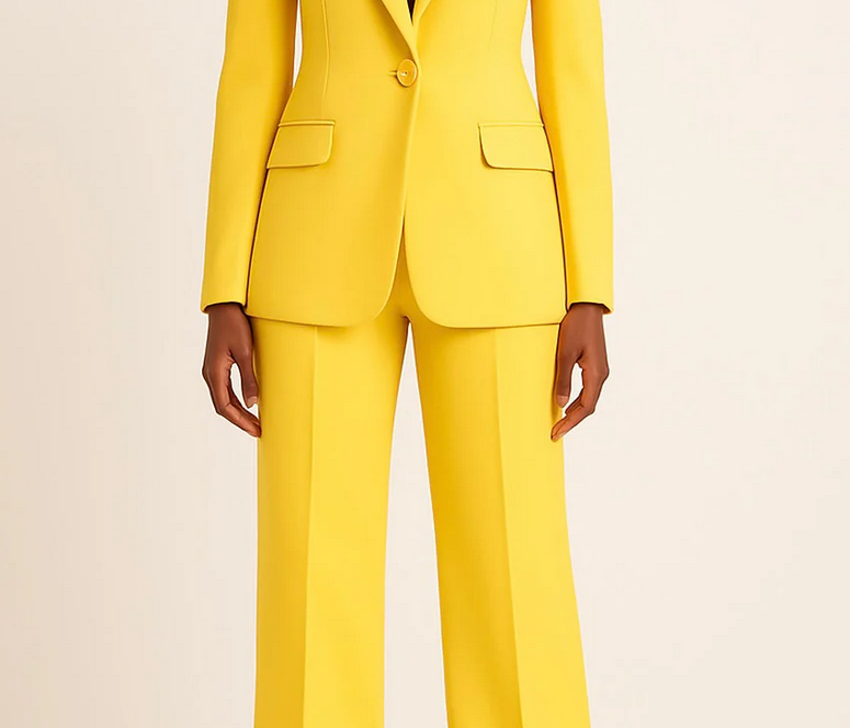 Nabalu Women’s Elegant Evening Set – Single Button Blazer and Wide Leg Pants
