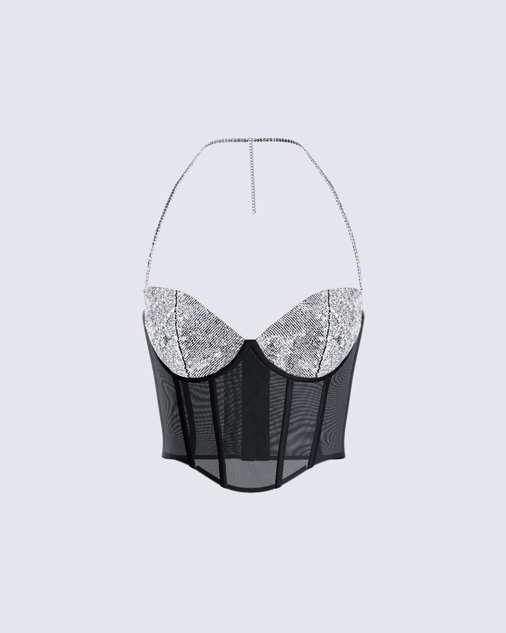 Aela Black Rhinestone Corset Top