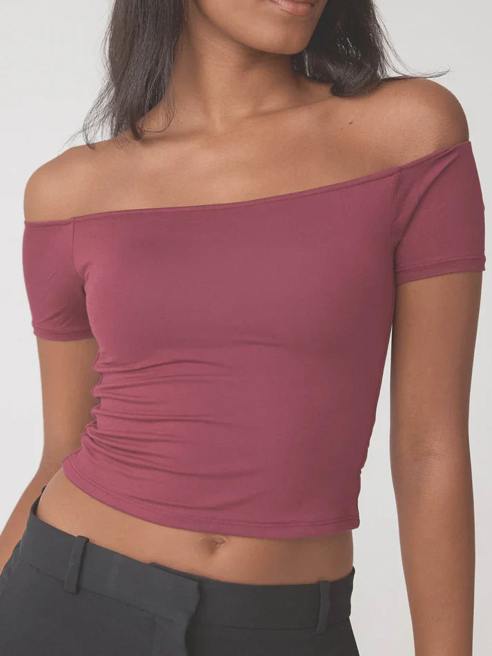 Klassy Braless Off The Shoulder Short Sleeve Brami