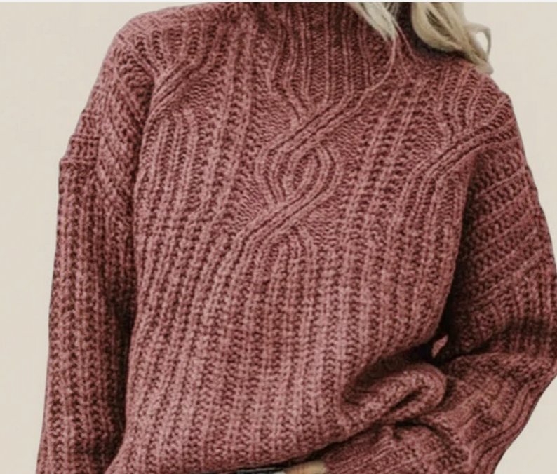 Nabalu Elegant Cable Knit Turtleneck Sweater