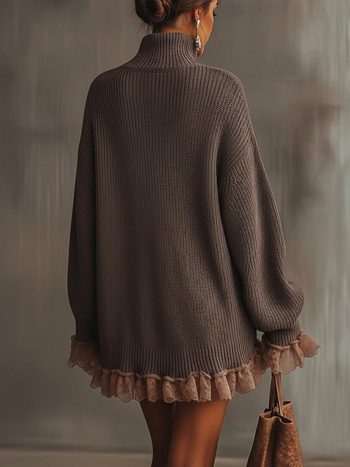 Nabalu Women’s Sweater Dress – Turtleneck Long Sleeve Mini Dress
