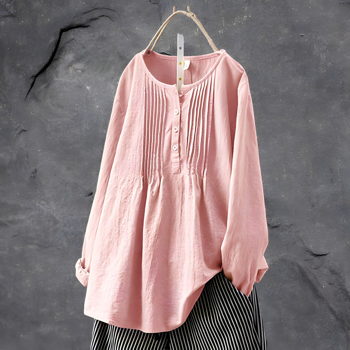 Nabalu Marcelline | Women’s Pleated Button Front Relaxed Blouse