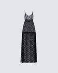Marina Black Lace Sheer Maxi Dress