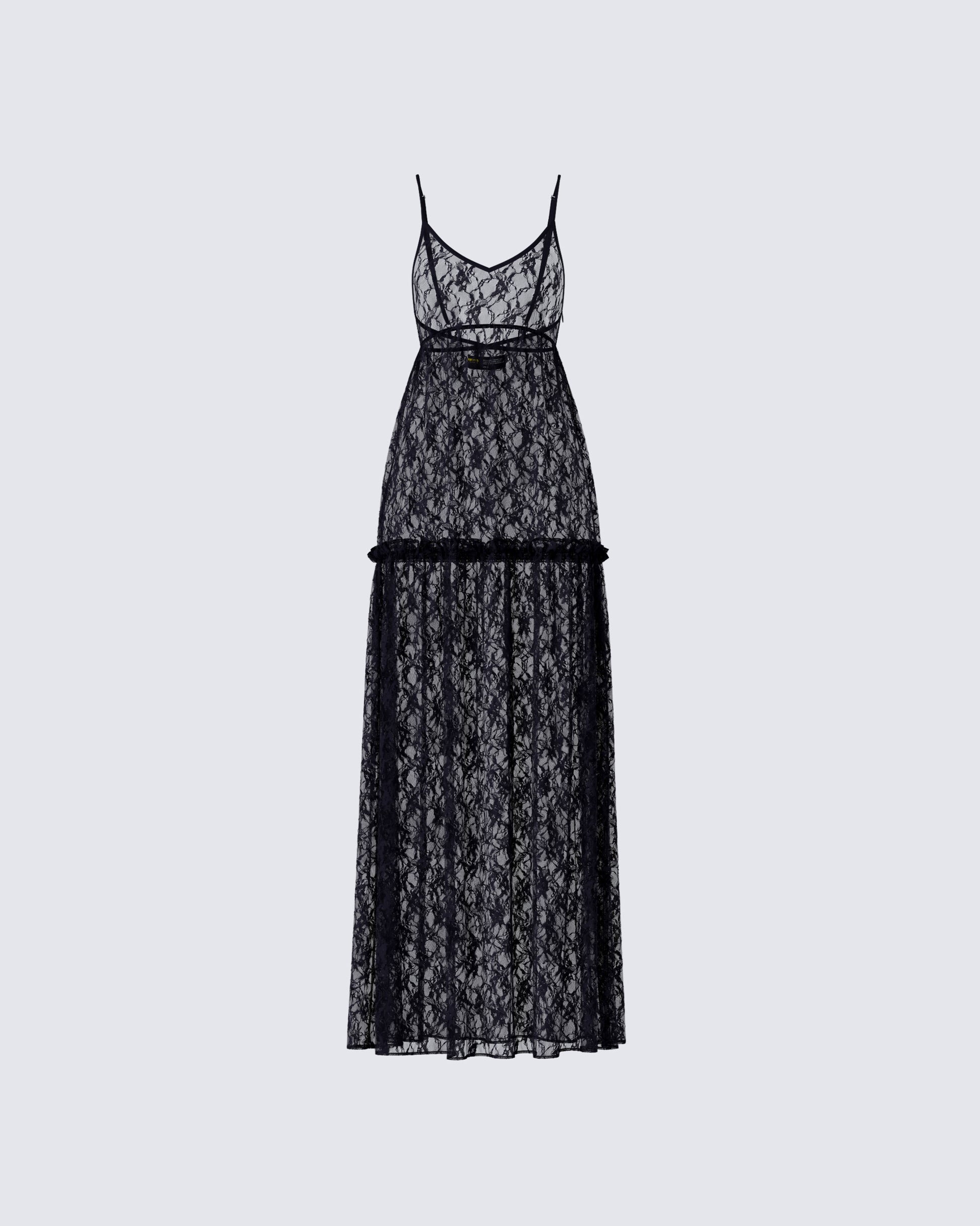 Marina Black Lace Sheer Maxi Dress