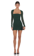 Lucy In The Sky Mesh Long Sleeve Bodycon in Green