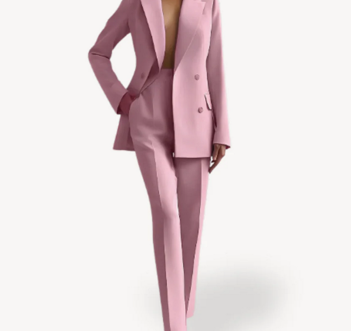 Nabalu Women’s Elegant Evening Set – Double Breasted Blazer and Tapered Pants