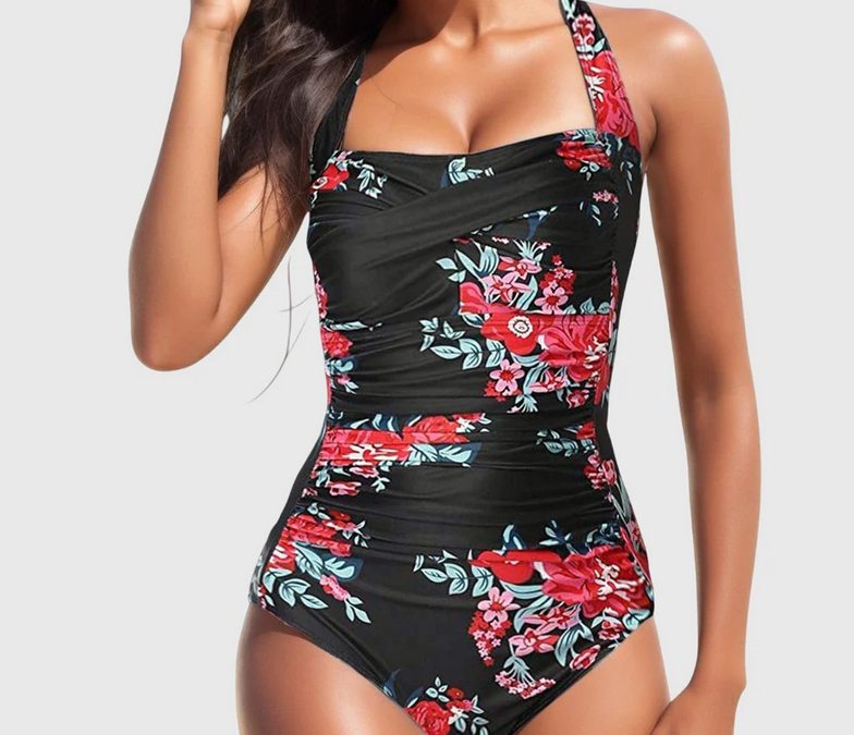 Nabalu Zanlira | Women’s Tropical Square-Neck One-Piece Swimsuit