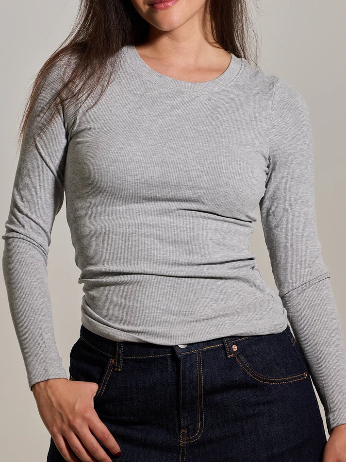 Klassy Ribbed Crew Neck Long Sleeve