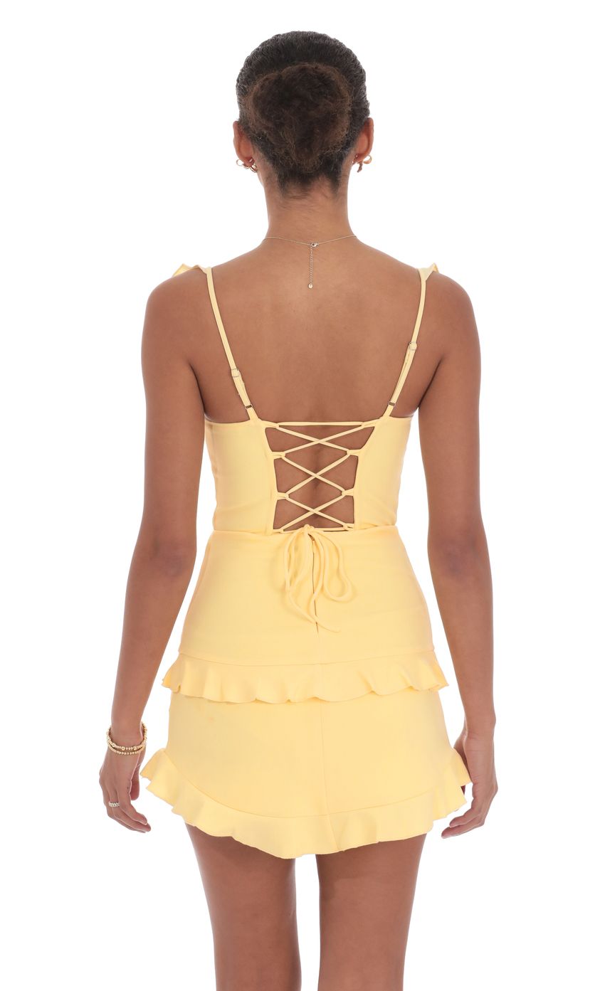 Lucy In The Sky Ruffle Bodycon Dress in Yellow
