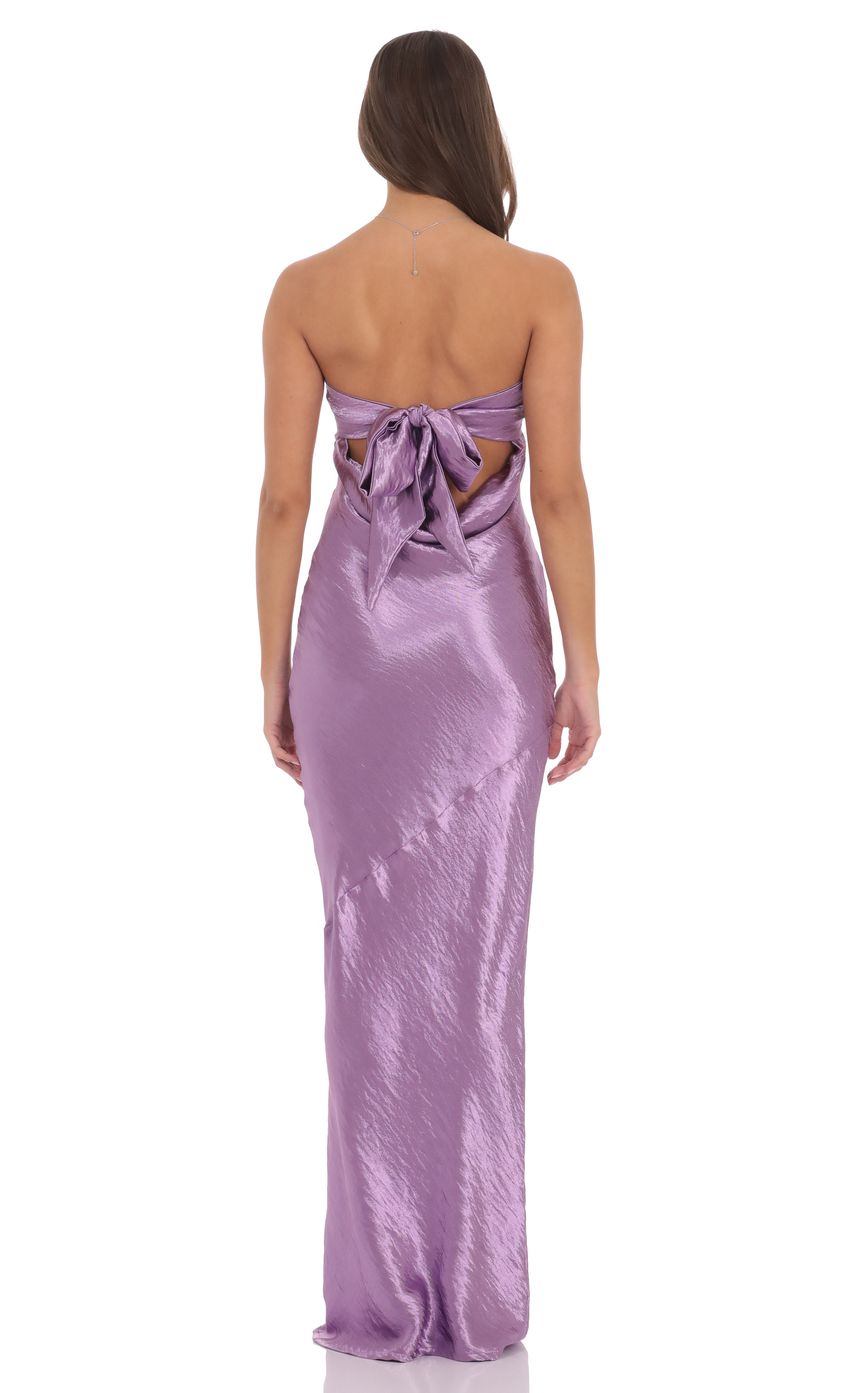 Lucy In The Sky Crinkle Satin Open Back Maxi Dress in Purple