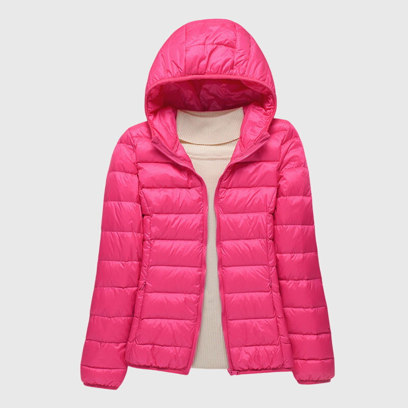 Nabalu Women’s Hooded Zip-Up Puffer Jacket – Lightweight Everyday Outerwear
