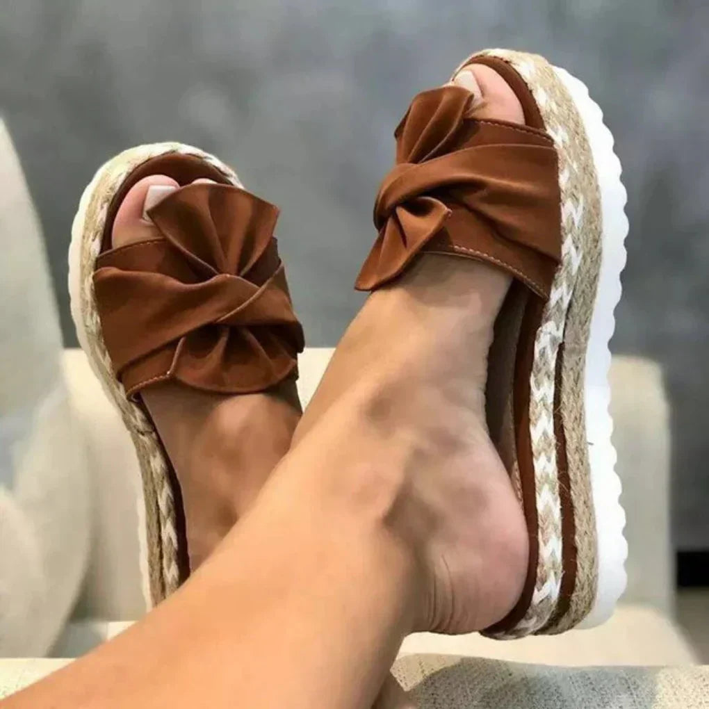 Nabalu Brisavelle | Women’s Platform Slides with Bow Detail