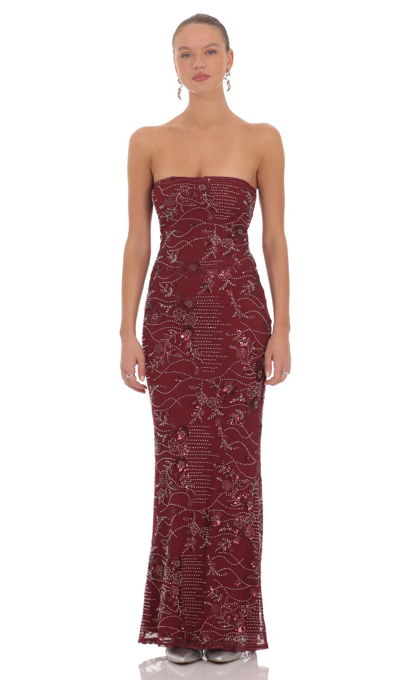 Lucy In The Sky Grace Embellished Maxi Dress in Red