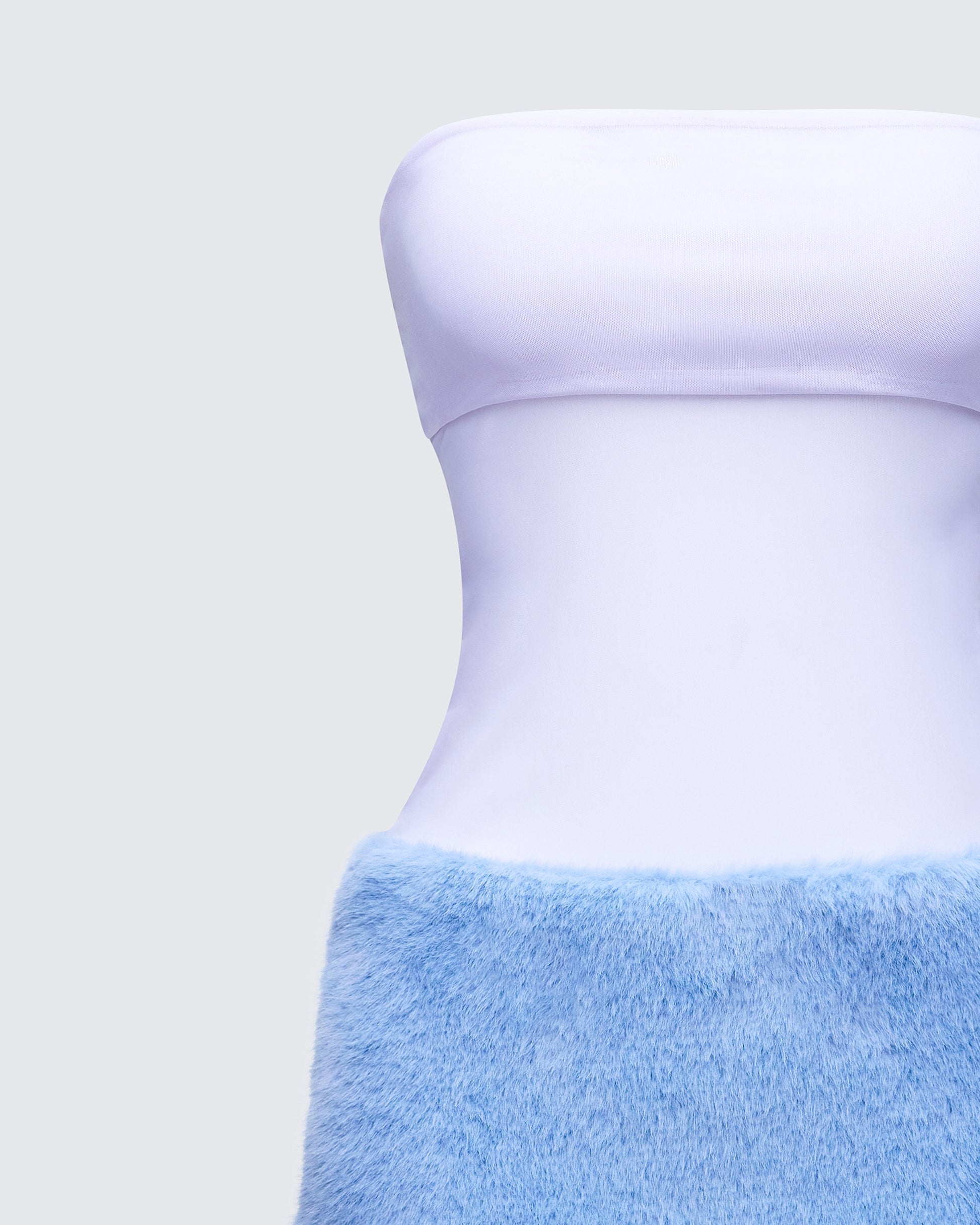 Finesse Noelle Blue Faux Fur Mesh Mini Dress