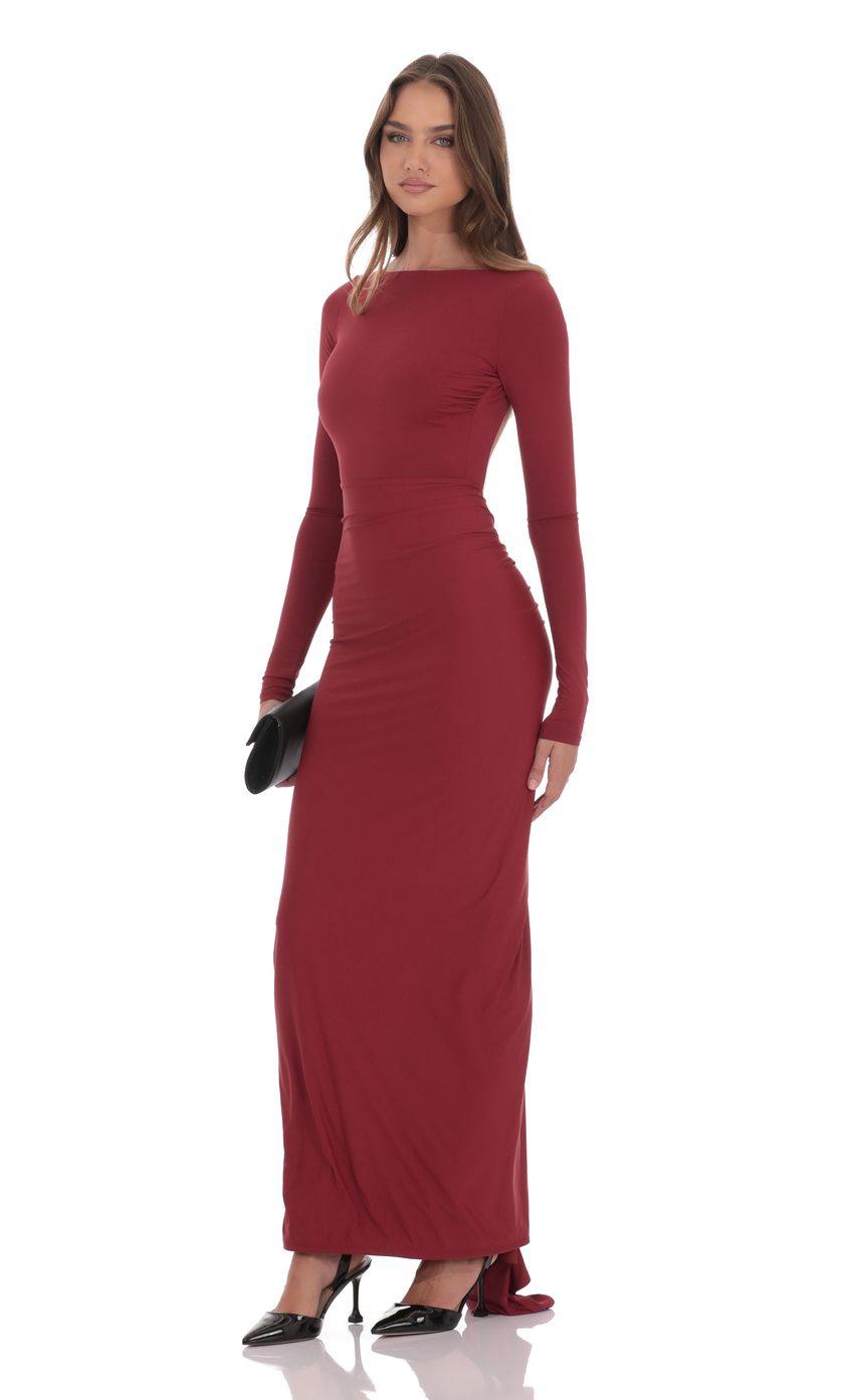 Lucy In The Sky Bodycon Open Back Dress in Maroon