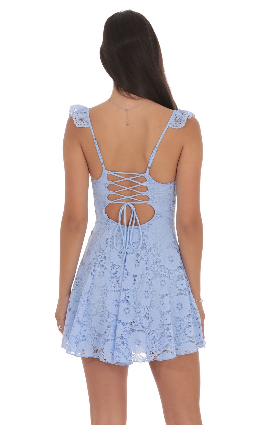 Lucy In The Sky Lace Fit and Flare Dress in Light Blue