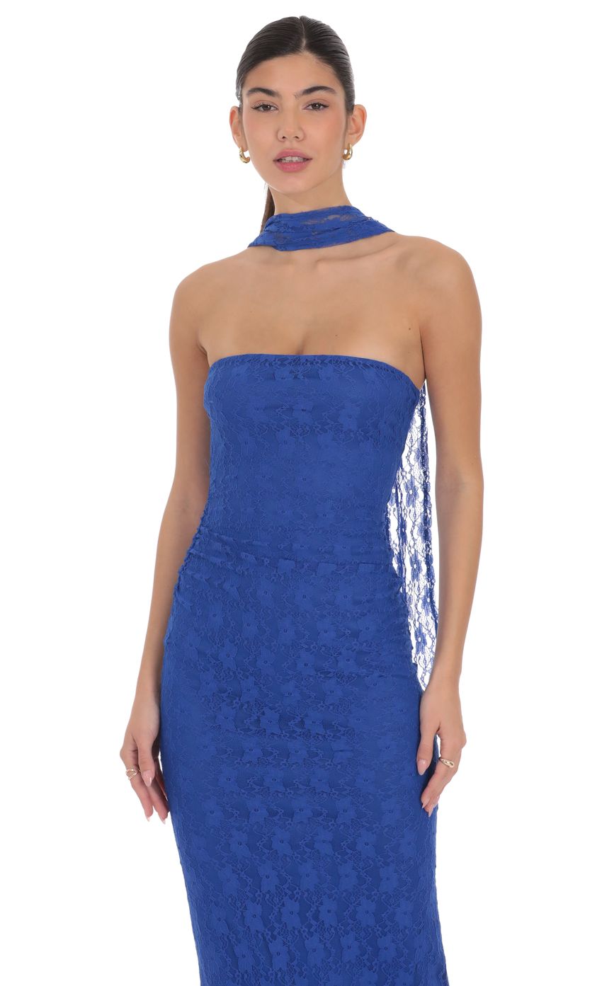Lucy In The Sky Scarf Lace Maxi Dress in Royal Blue