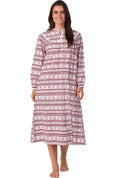 Lanz of Salzburg Women's Red Fair Isle Flannel Gown