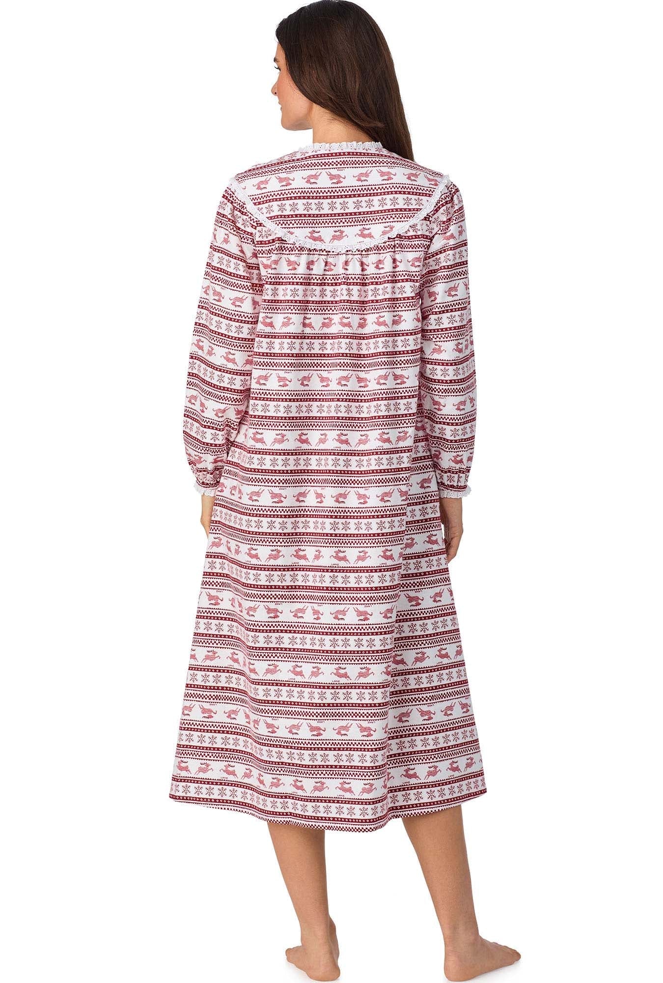 Lanz of Salzburg Women's Red Fair Isle Flannel Gown