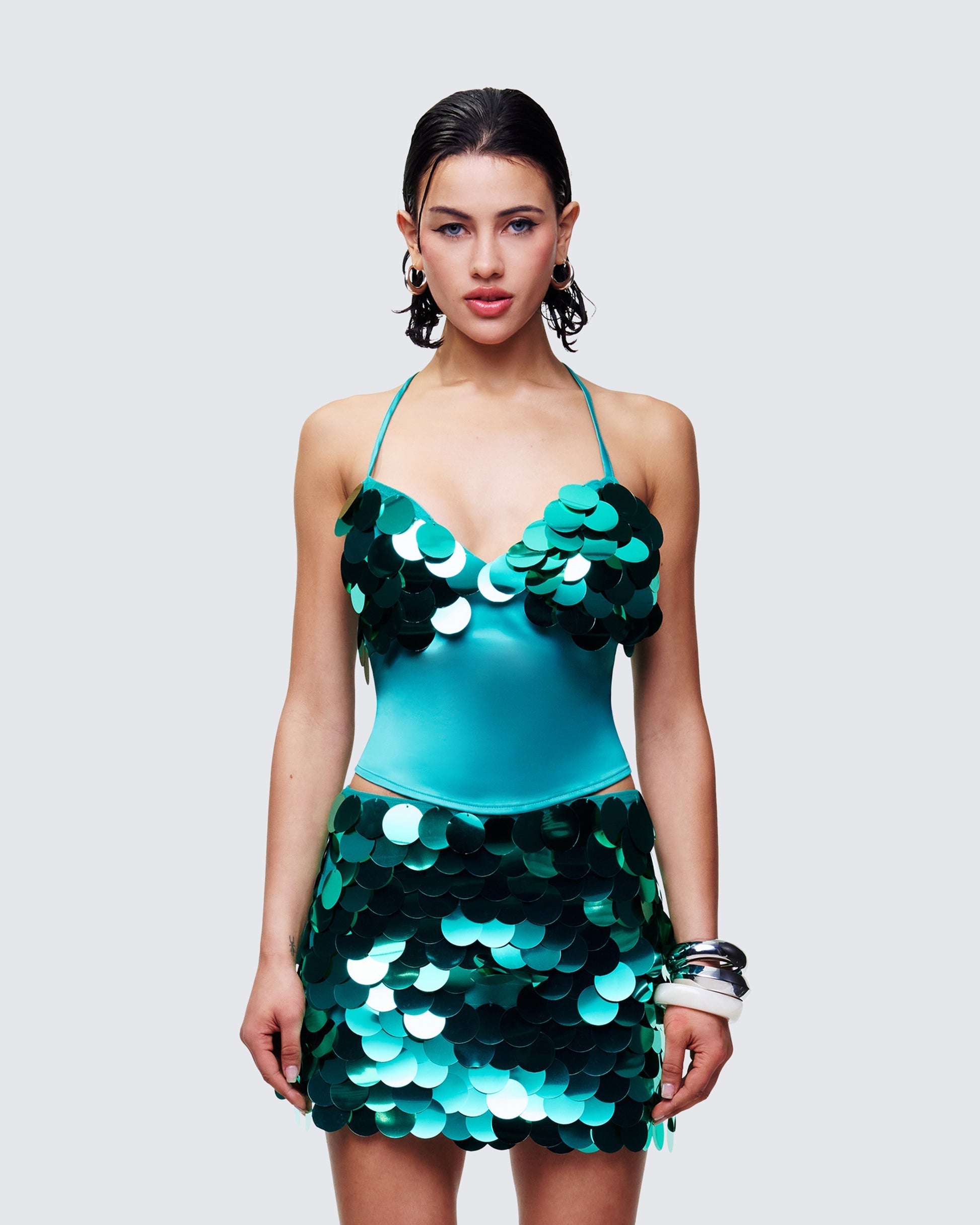 Finesse Pearle Disc Sequin Cami Top