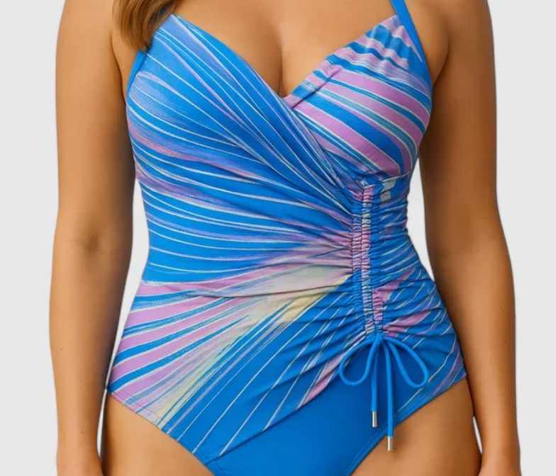 Nabalu Elvara | Women’s Striped Wrap One Piece Swimsuit