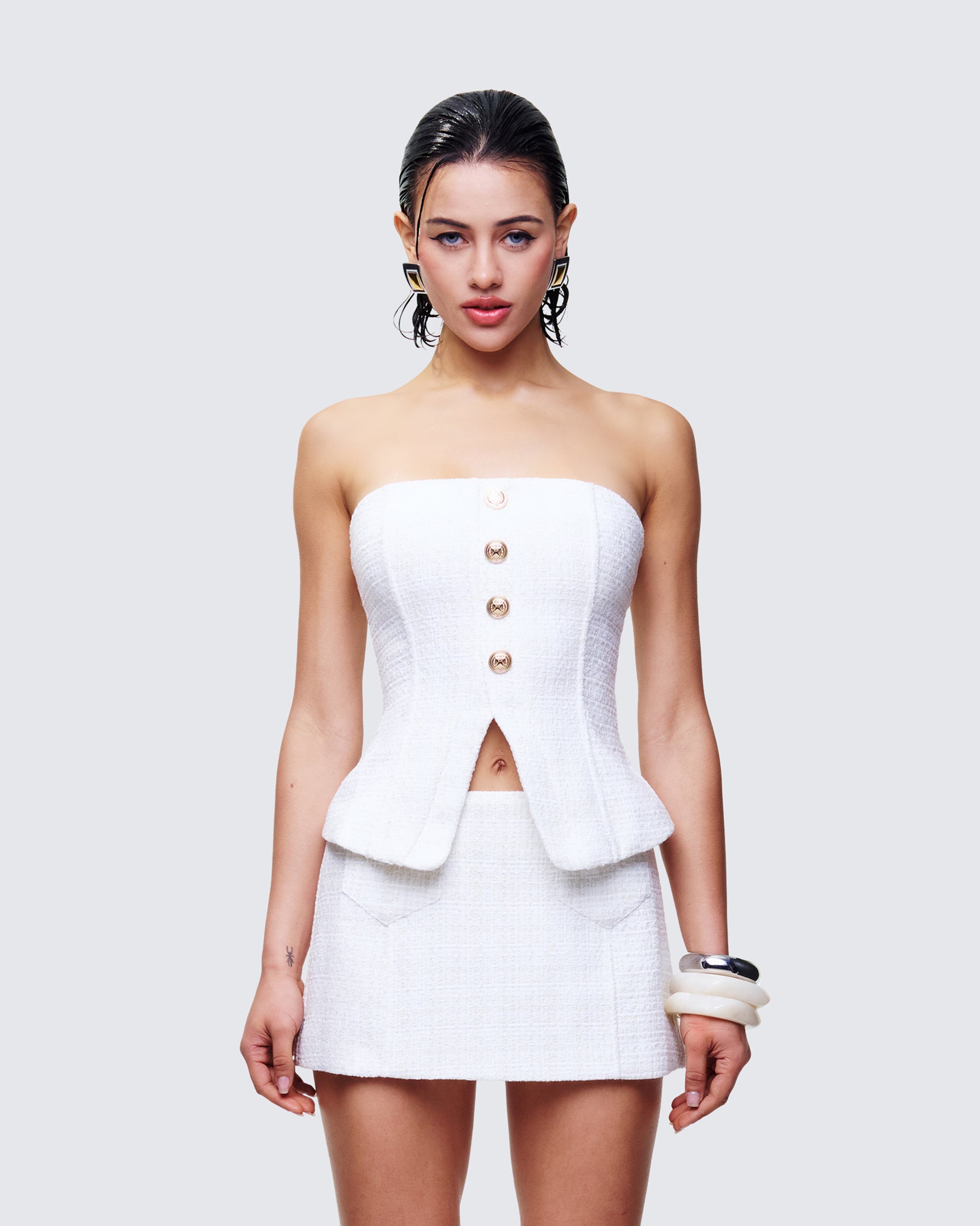Finesse Nomi Tweed Bandeau Top