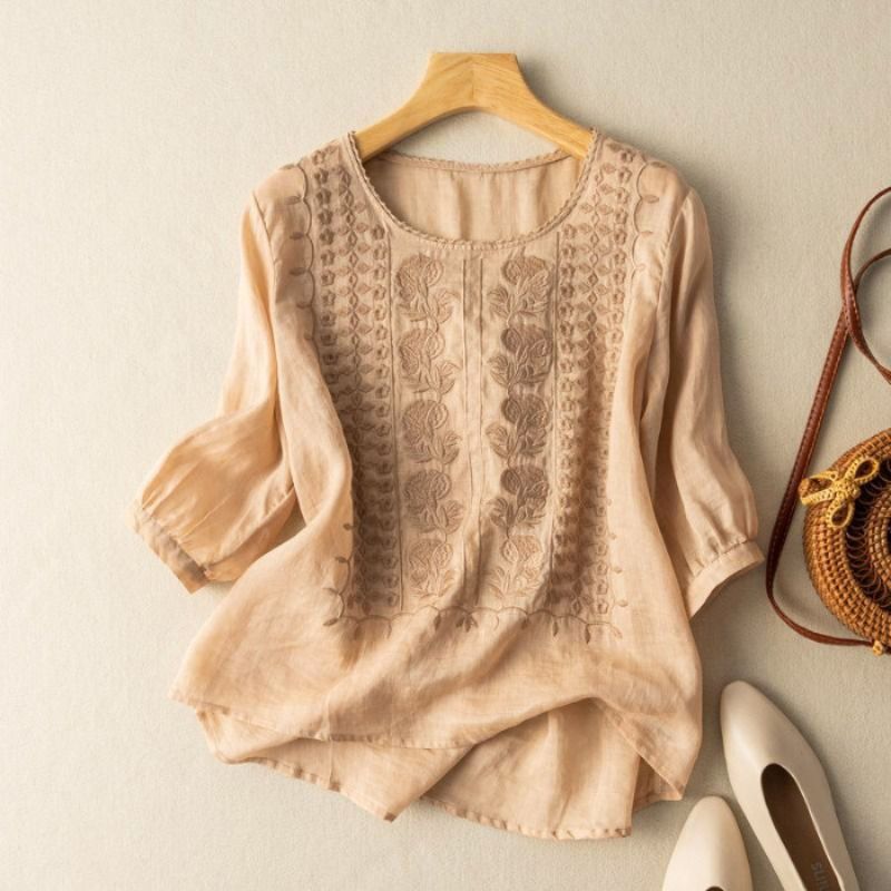 Nabalu Mariselle | Women’s Embroidered Relaxed Long Sleeve Blouse