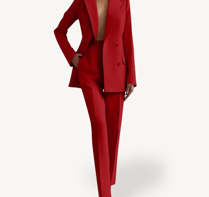 Nabalu Women’s Elegant Evening Set – Double Breasted Blazer and Tapered Pants