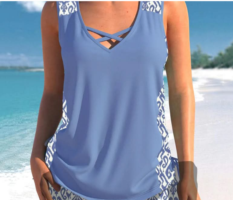 Nabalu Zerelle | Women’s Sleeveless Criss-Cross Tank and Biker Shorts Set