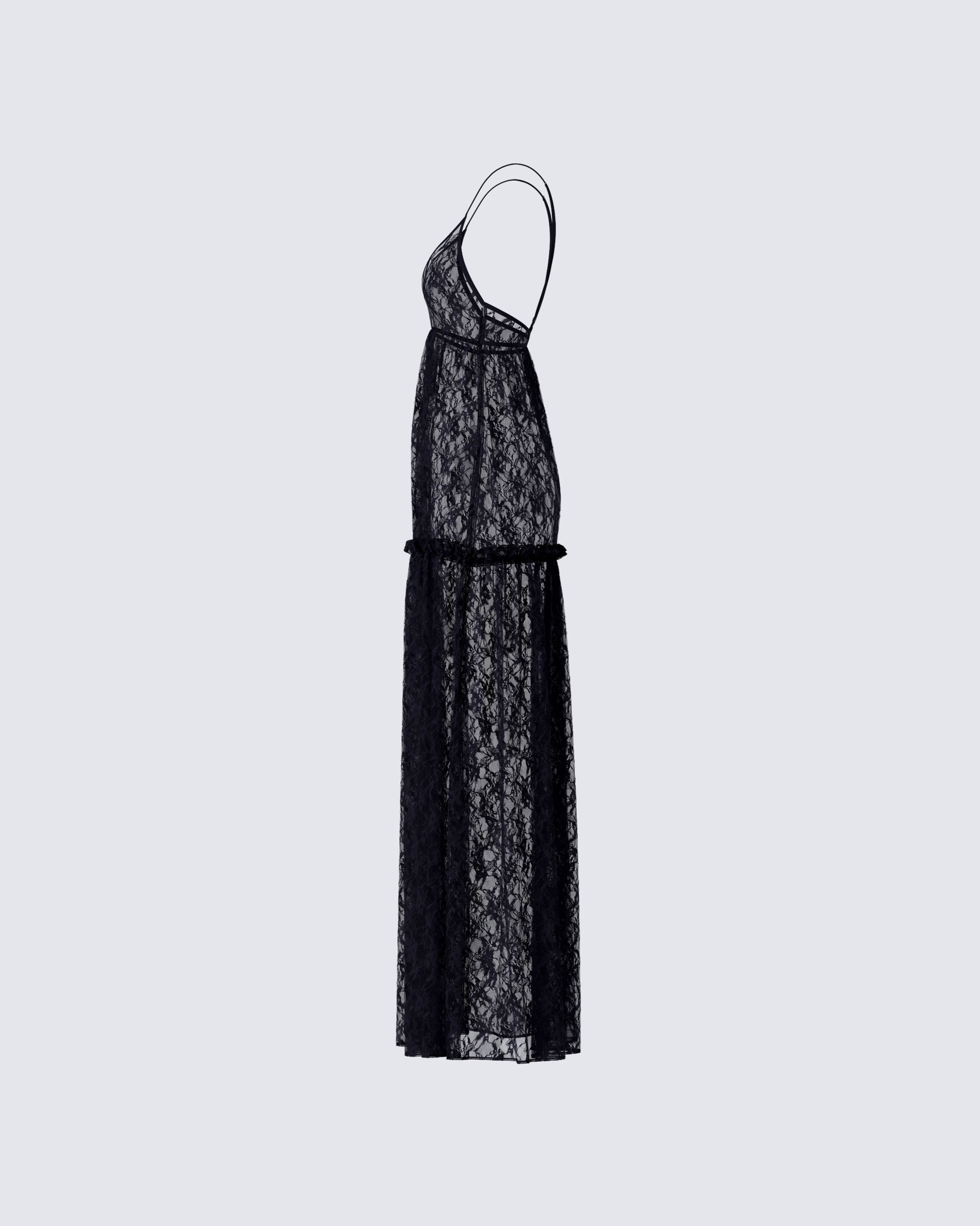 Marina Black Lace Sheer Maxi Dress