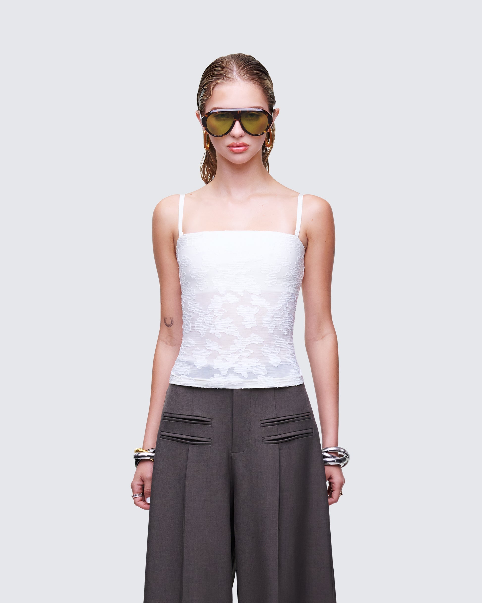Finesse Sybil White Detachable Cami Top
