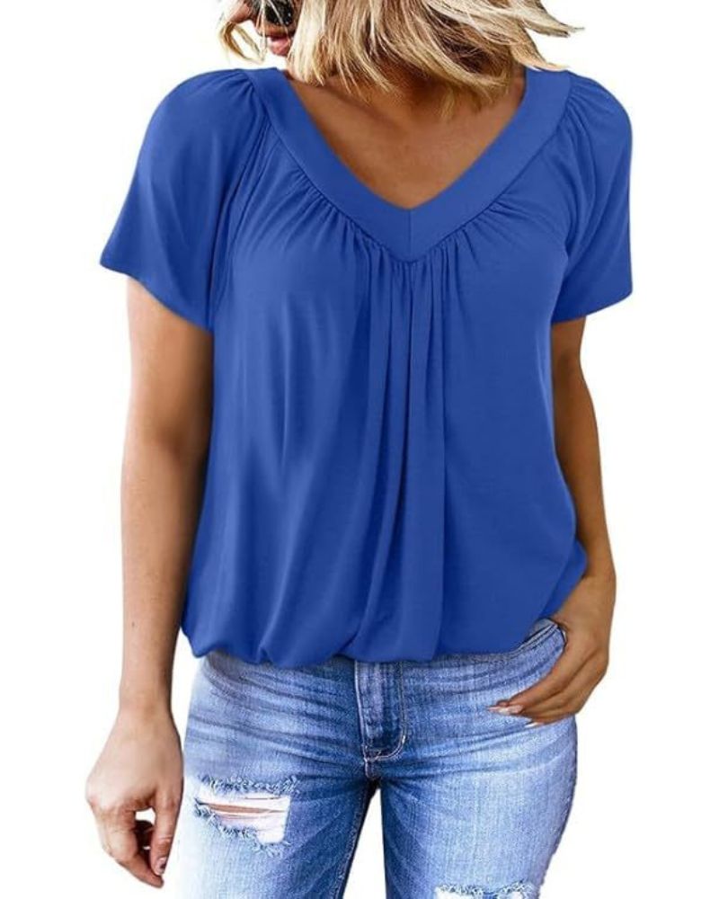 Nabalu Elowyn | Women’s V-Neck Short Sleeve Relaxed Blouse 2