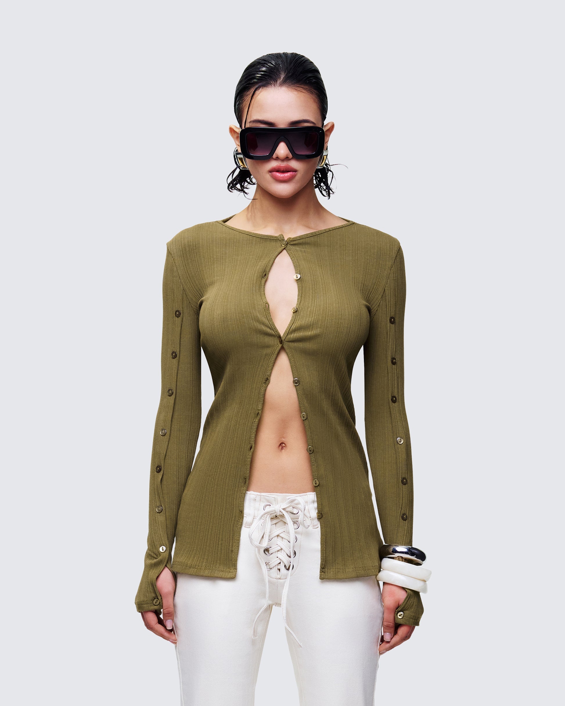 Finesse Aven Olive Texture Button Up Shirt