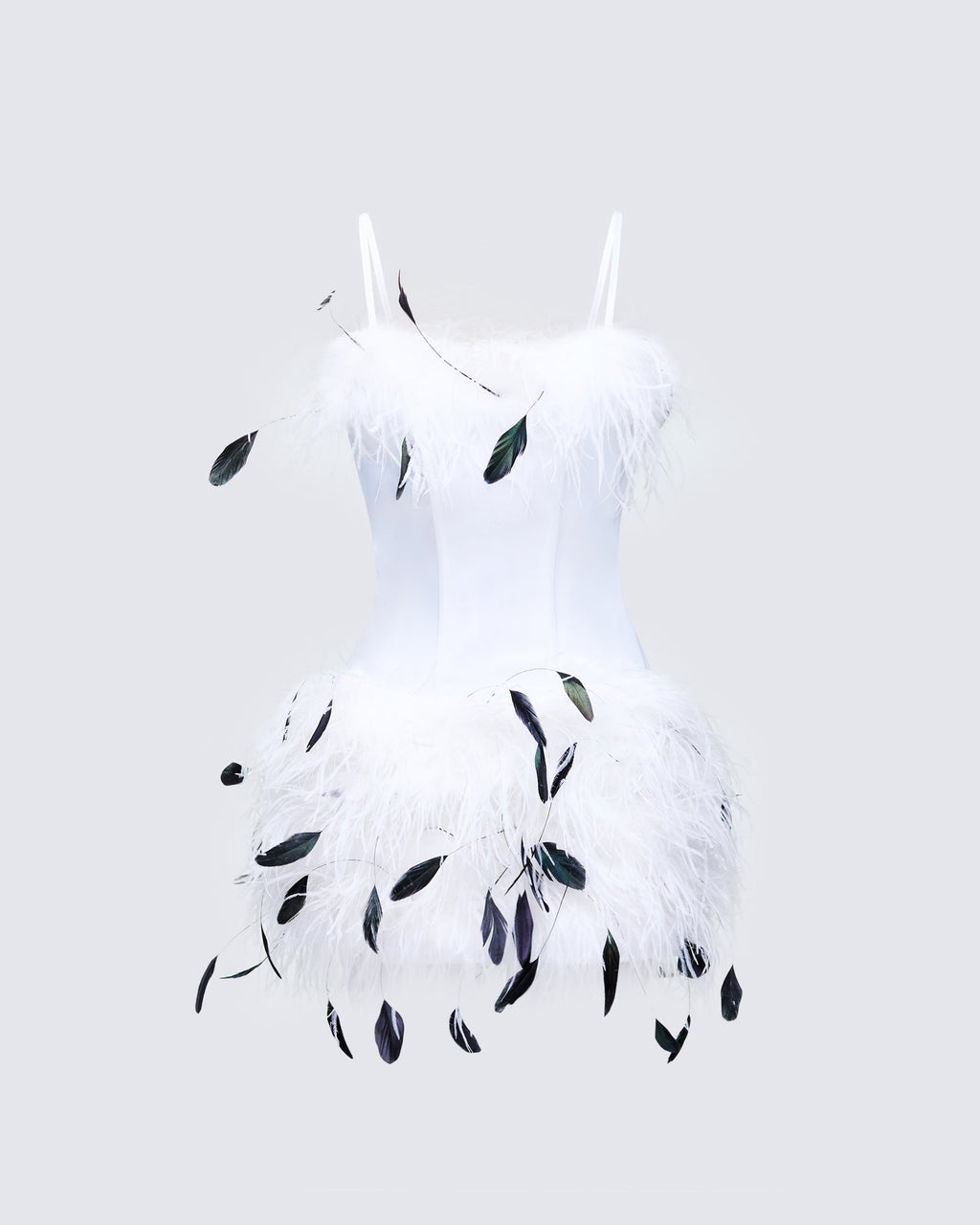 Meadow Feather Backless Mini Dress