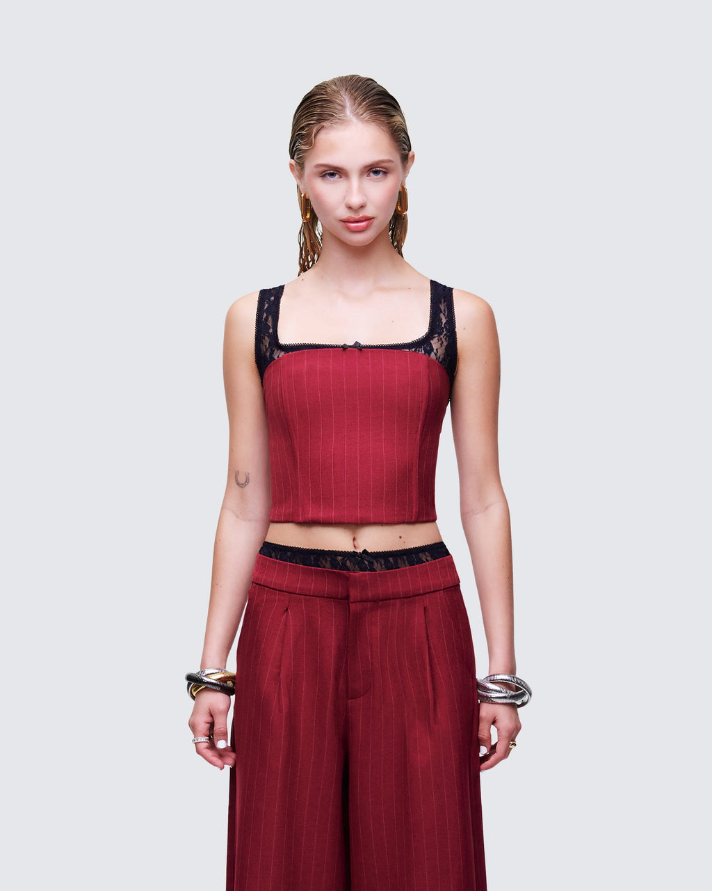 Scarlette Red Pinstripe Corset Top