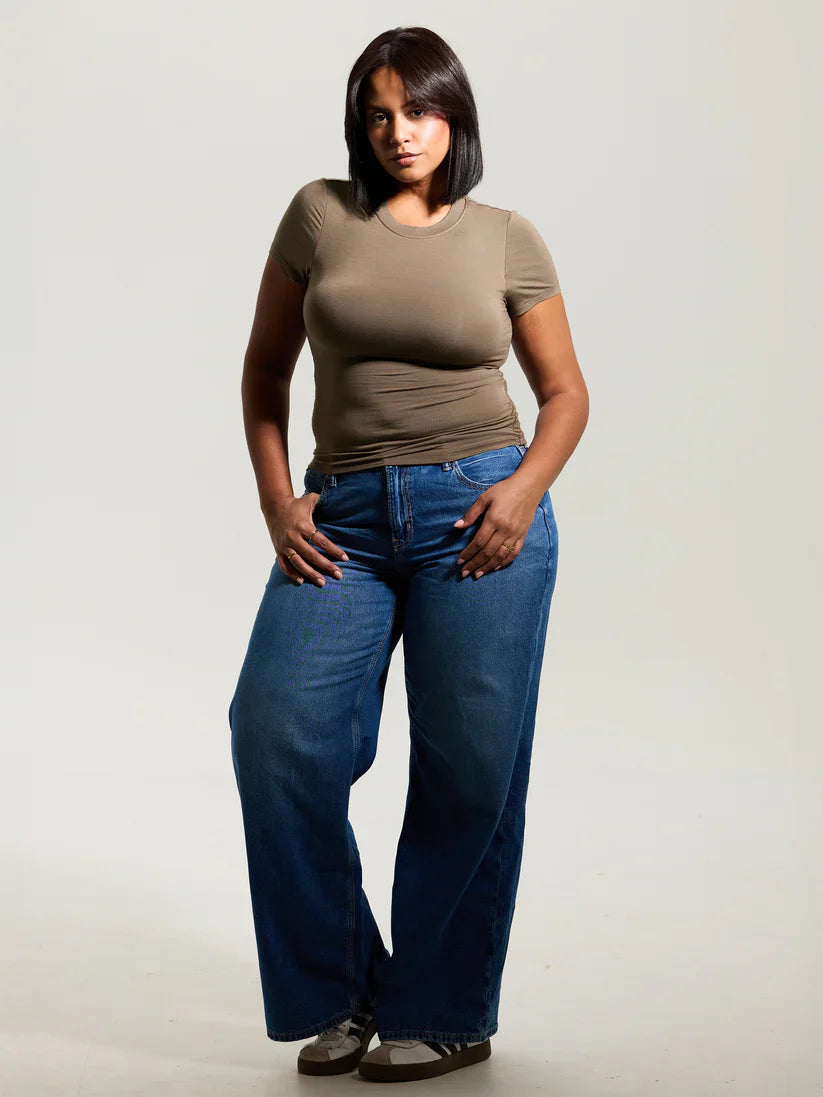 Klassy Crew Neck Braless T-Shirt 1