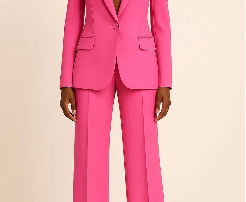 Nabalu Women’s Elegant Evening Set – Single Button Blazer and Wide Leg Pants