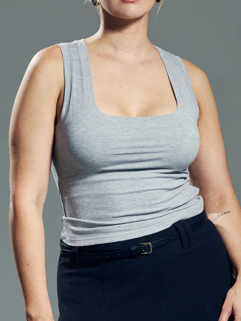 Klassy Chunky Binding Ribbed Square Neck Tank