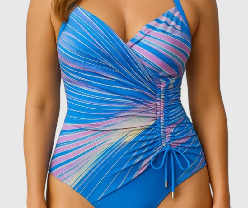 Nabalu Marivelle | Women’s Ruched Striped One-Piece Swimsuit