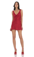 Lucy In The Sky Satin V-Neck Dress in Red