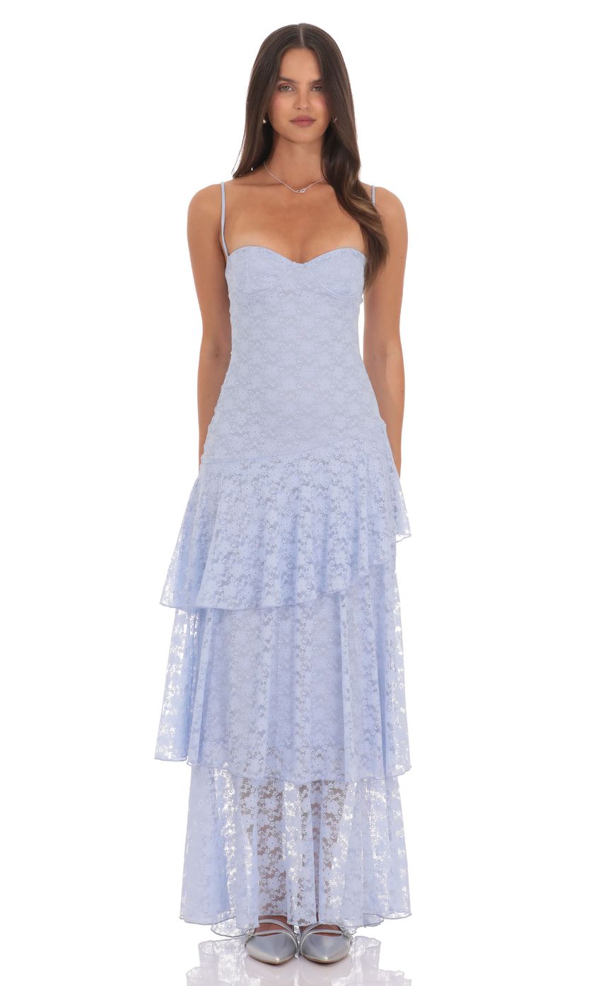 Lucy In The Sky Sweetheart Neckline Tiered Ruffle Skirt Maxi Dress