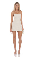 Lucy In The Sky Knit Sequin Strapless Dress in Ivory