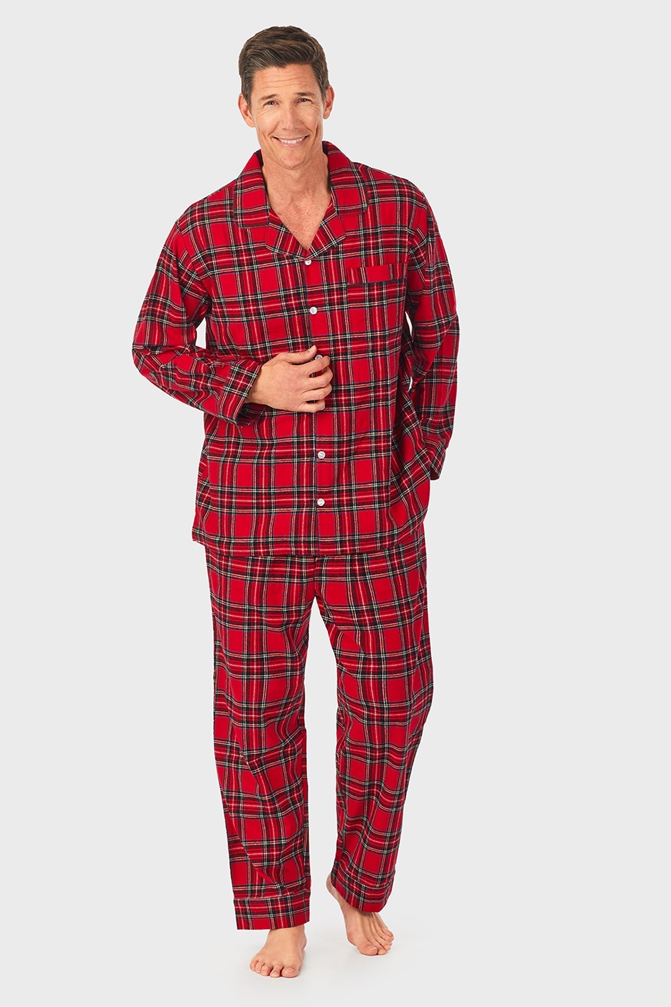 Lanz of Salzburg Men's Mens Red Tartan Flannel Pajama