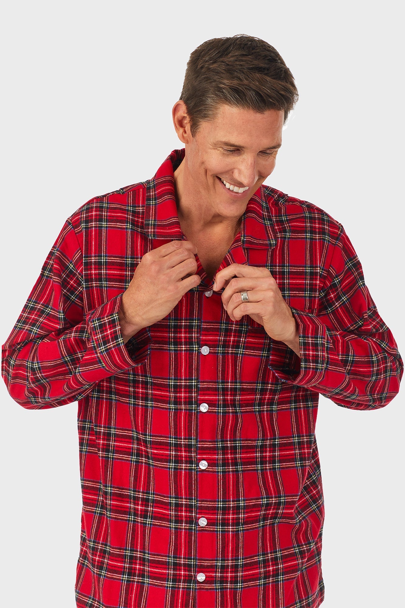 Lanz of Salzburg Men's Mens Red Tartan Flannel Pajama