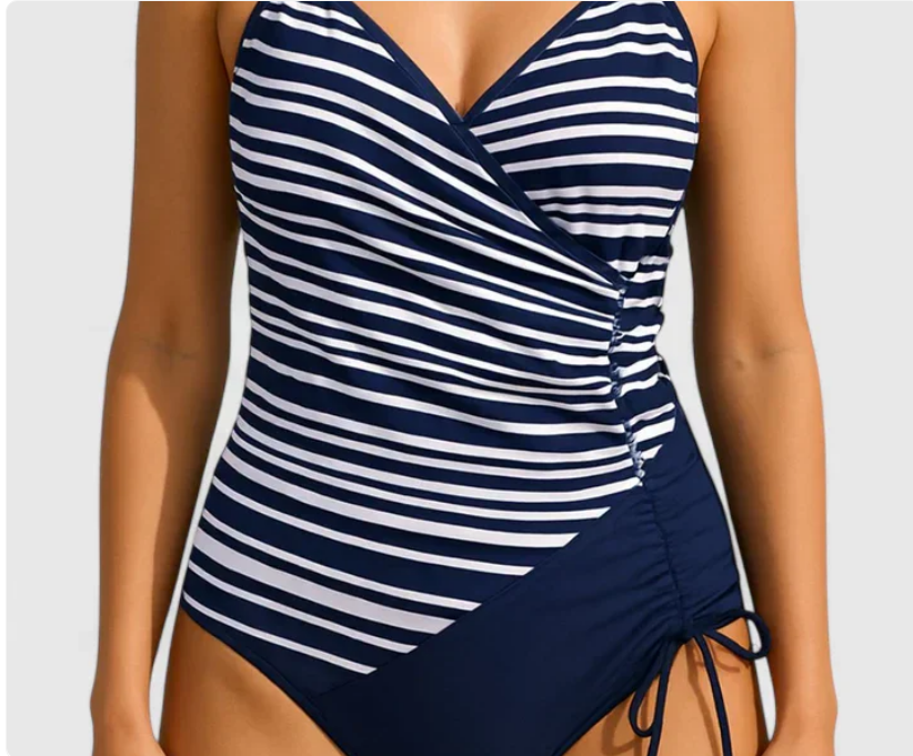Nabalu Elvara | Women’s Striped Wrap One Piece Swimsuit