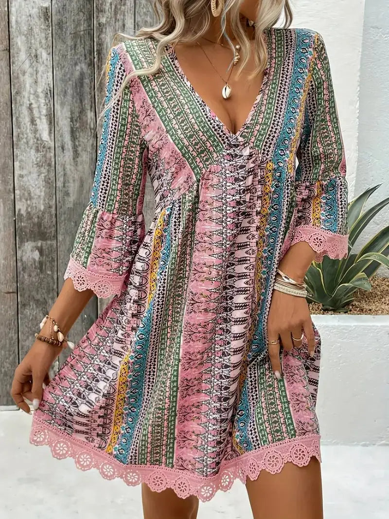 Nabalu Lyrienne | Women’s bohemian V-Neck Dress