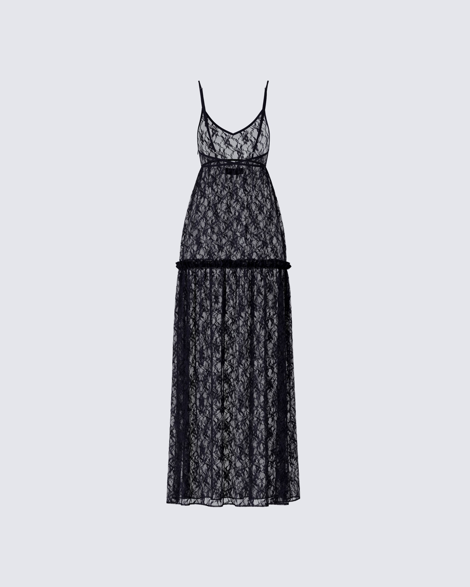 Marina Black Lace Sheer Maxi Dress