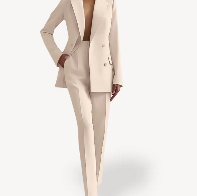 Nabalu Women’s Elegant Evening Set – Double Breasted Blazer and Tapered Pants