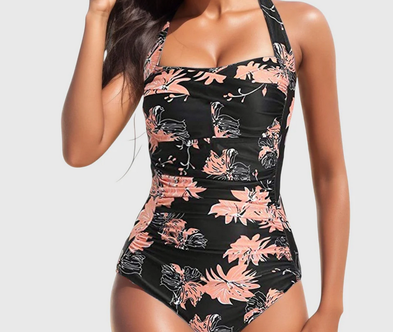 Nabalu Zanlira | Women’s Tropical Square-Neck One-Piece Swimsuit