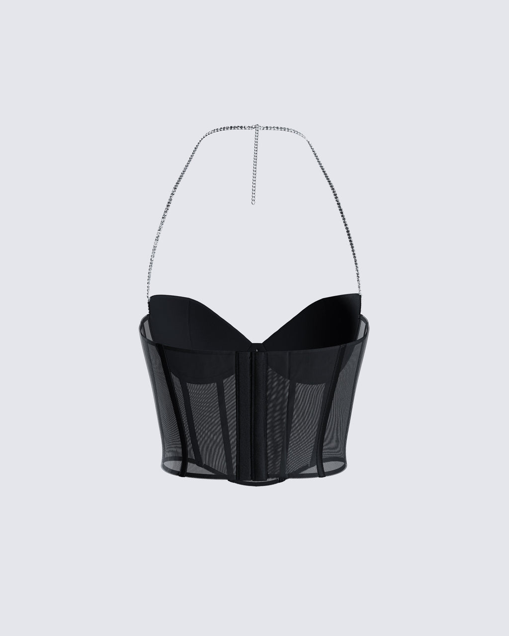 Aela Black Rhinestone Corset Top